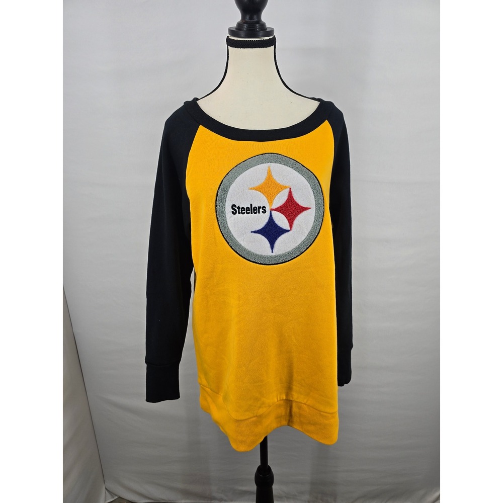 NFL Team Apparel Pittsburgh Steelers Womens Tunic Fleece Sweatshirt Gold XL